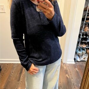 G.H. Bass & Co. Dark Blue Long Sleeve Henley Top